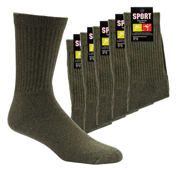 Jagd, Sport- und Arbeits-Socken im 5er Pack, Baumwolle mit Frotteefuß