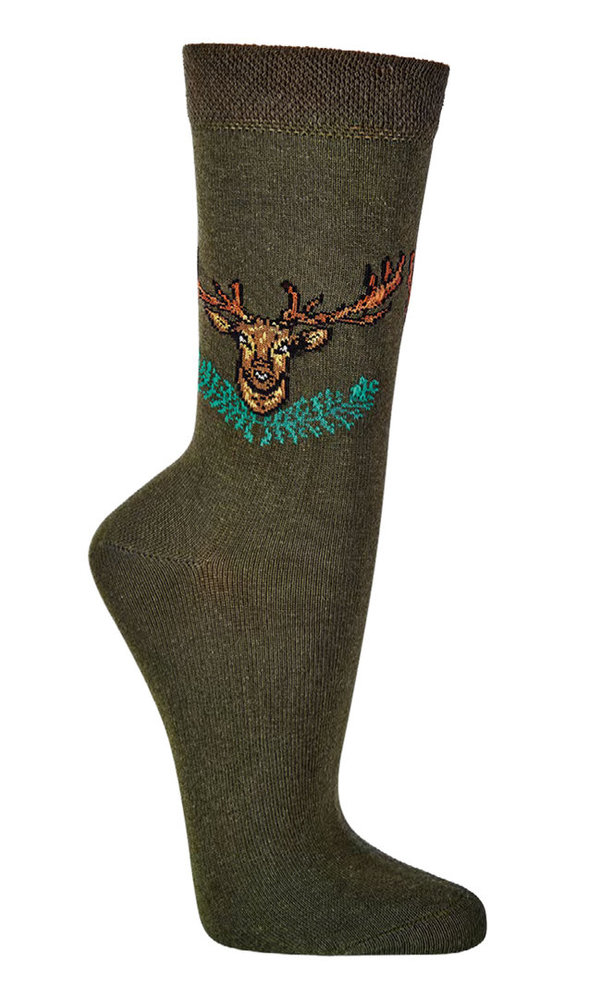 Damen und Herren Jagd-Socken, mit Motiv, Hirsch, 3er Pack