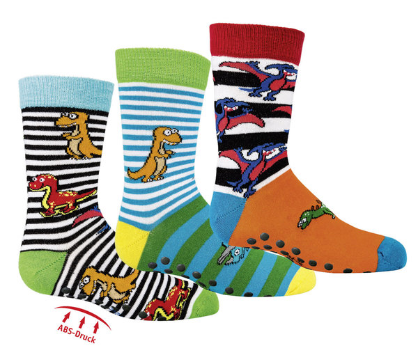 Rutschfeste Socken mit  Baumwolle für Kinder, ABS Socken mit Dino
