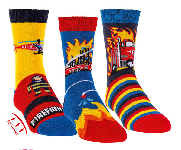 Rutschfeste Socken mit  Baumwolle für Kinder, ABS Socken Feuerwehr