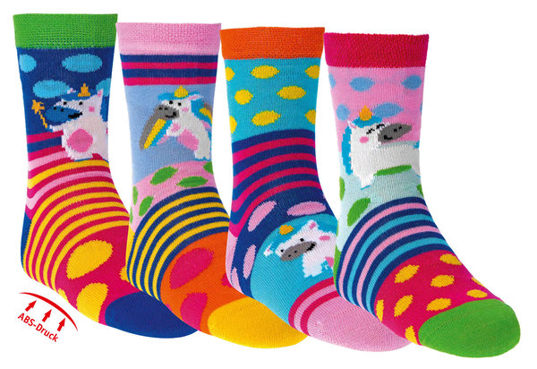 Rutschfeste Socken mit  Baumwolle für Kinder, ABS Socken Gute Laune Einhorn