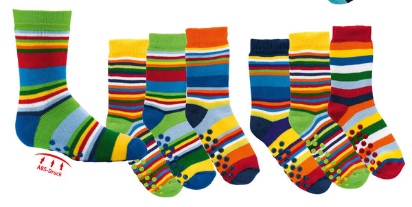 Rutschfeste Socken mit  Baumwolle für Kinder, ABS Socken Gute Laune Ringel